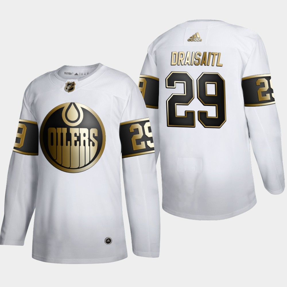 Edmonton Oilers #29 Leon Draisaitl Men Adidas White Golden Edition Limited Stitched NHL Jersey->edmonton oilers->NHL Jersey